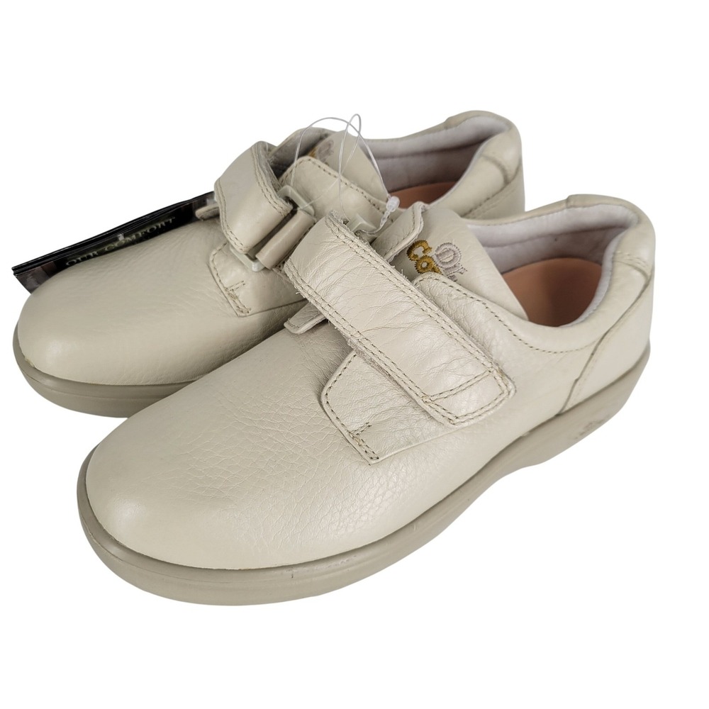 Dr Comfort Size 5.5 M Comfort Shoes Maggy Cream Leather Hook and Loop Diabetic